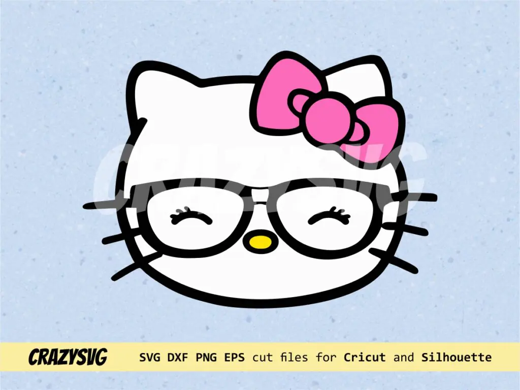 Hello Kitty Nerd PNG SVG DXF EPS For Cricut Silhouette Cameo