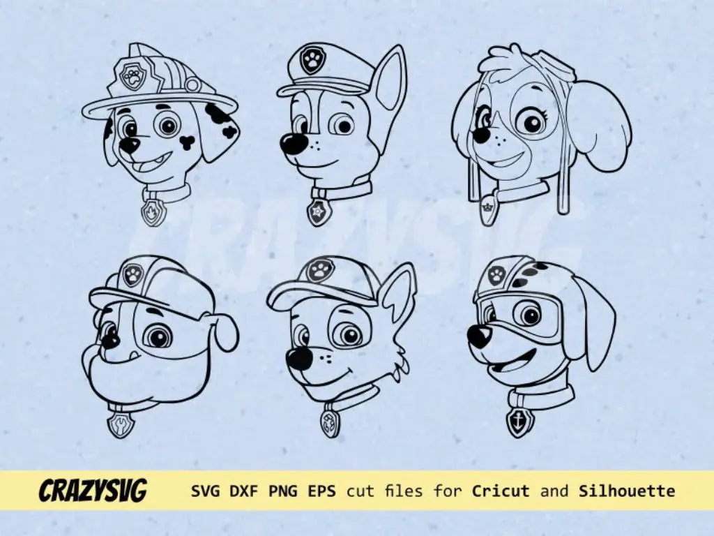 Paw Patrol Faces Bundle SVG Clipart