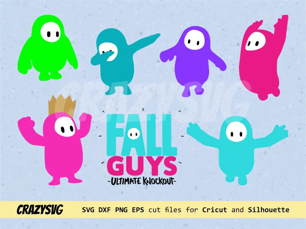 Fall Guys Stencil Digital Download ClipArt SVG