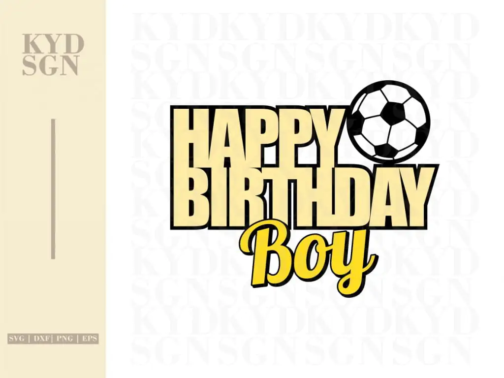 Football Cake Topper Happy Birthday Boy SVG