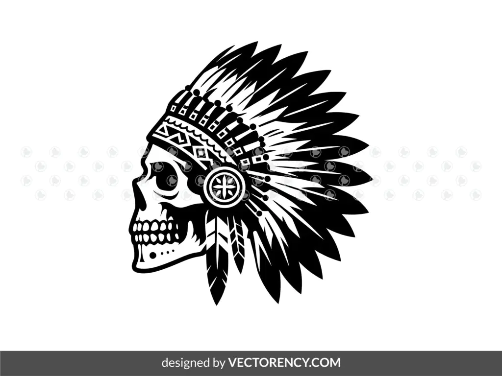 Skull Head Cherokee Indian American SVG EPS PNG