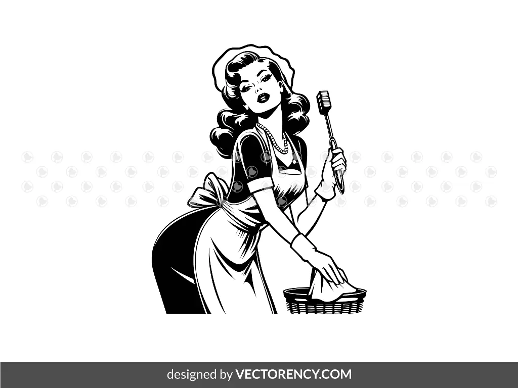 Glamorous Retro Housewife Vector PNG EPS SVG