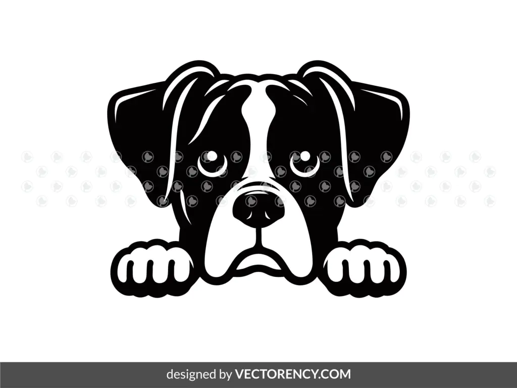 Cute Peeking Boxer Dog SVG Vector