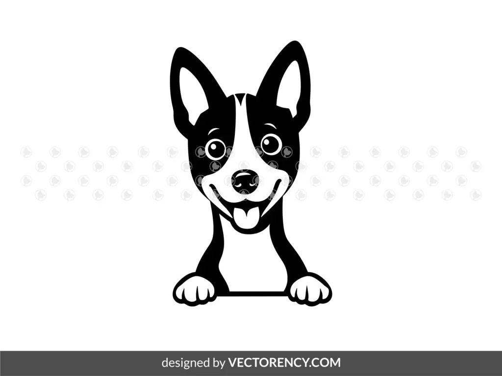 Peeking Basenji Dog Illustration Vector PNG SVG