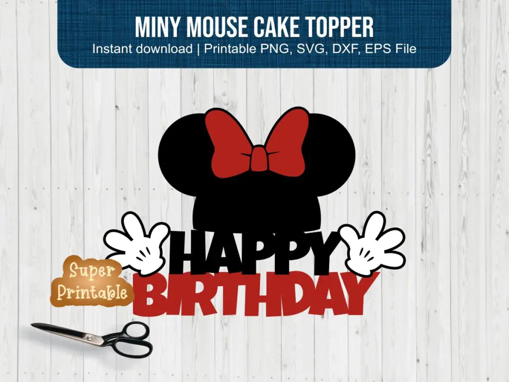 Miny Mouse Cake Topper SVG PNG