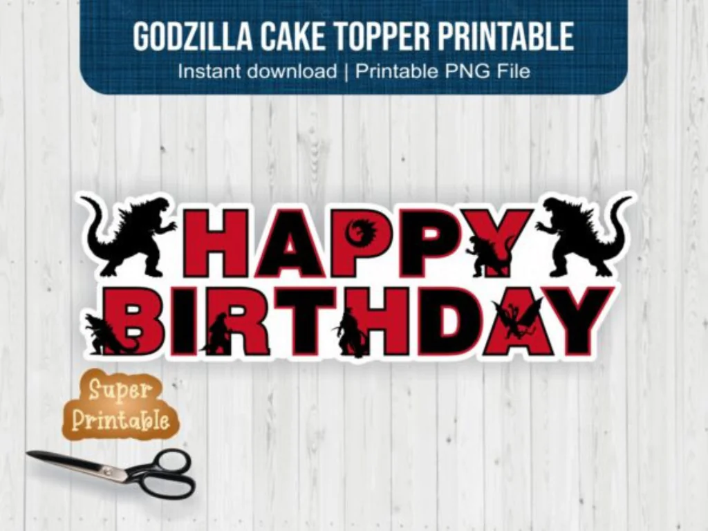 Godzilla Cake Topper Printable PNG