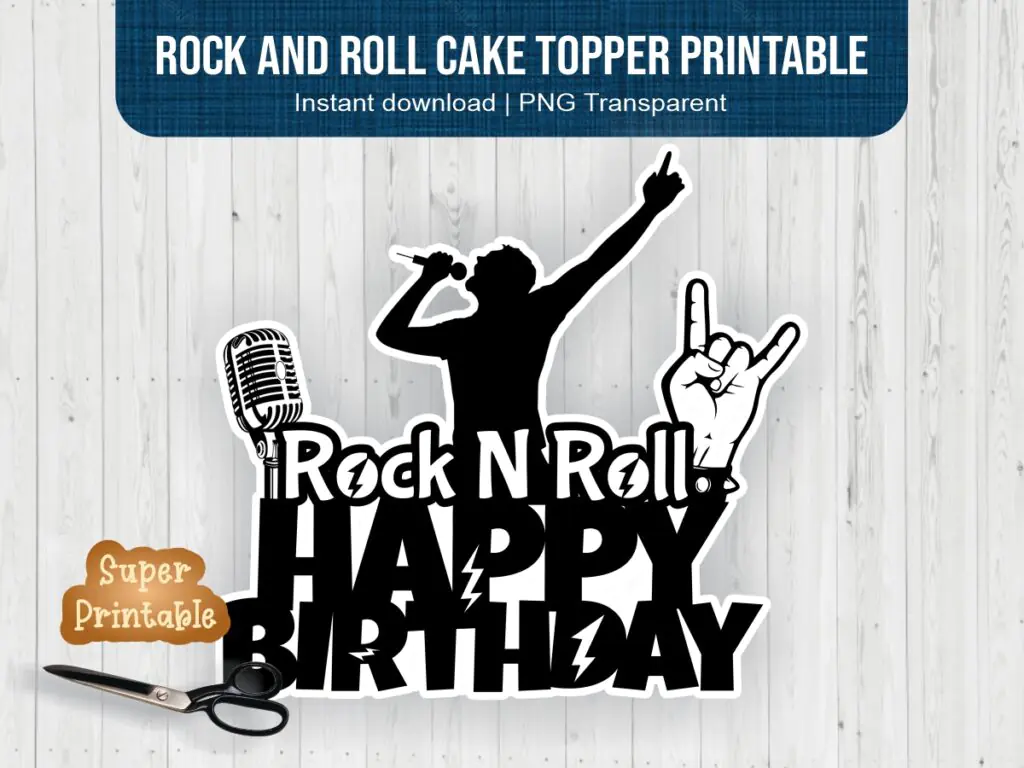 Rock and Roll Cake Topper Printable PNG