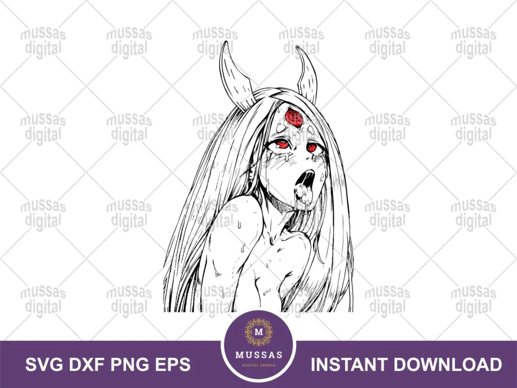 Kaguya Ōtsutsuki Ahegao SVG Outline Anime Vector PNG