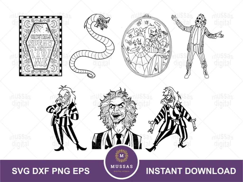 Beetlejuice Cartoon SVG Bundle Cricut Beetlejuice Outline Vector PNG