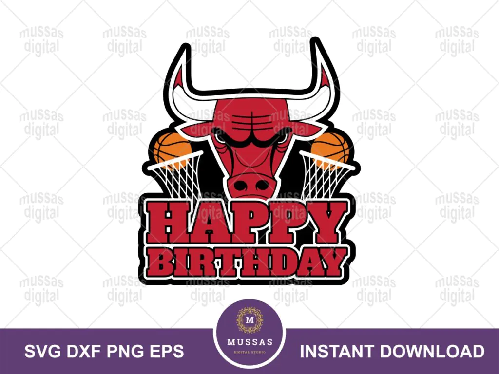 Chicago Bulls Birthday Cake Topper Printable Download, Chicago Bulls PNG