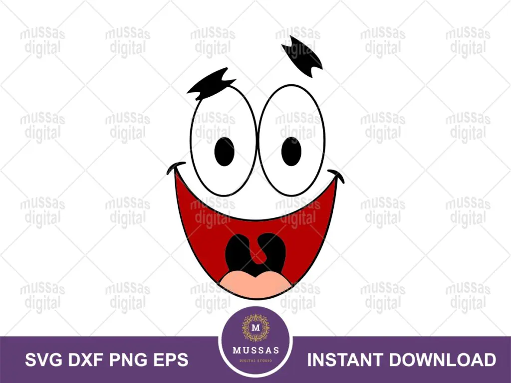 Funny Patrick Star Face SVG Layered