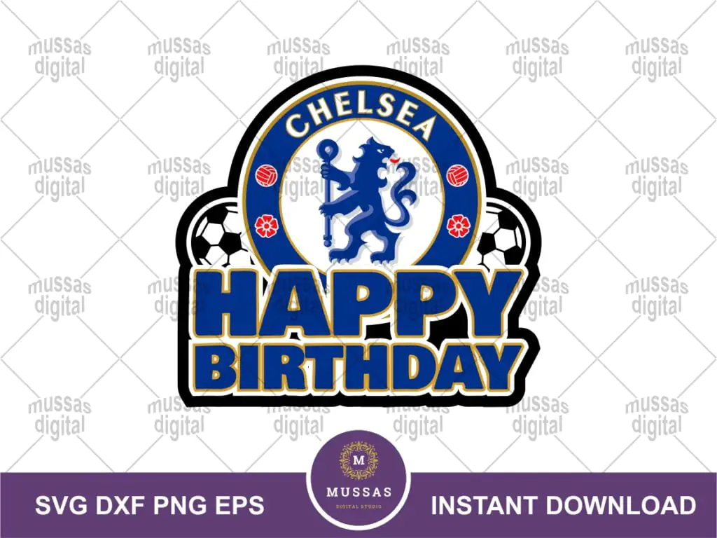 Chelsea Cake Topper PNG Happy Birthday Printable