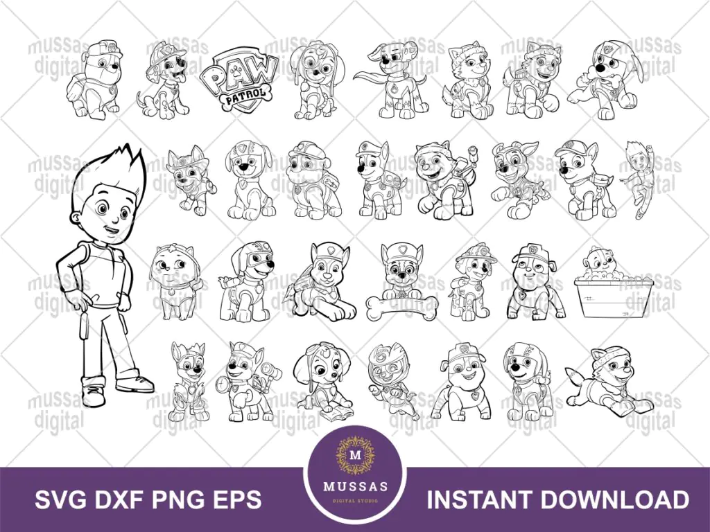 Paw Patrol Outline SVG Bundle