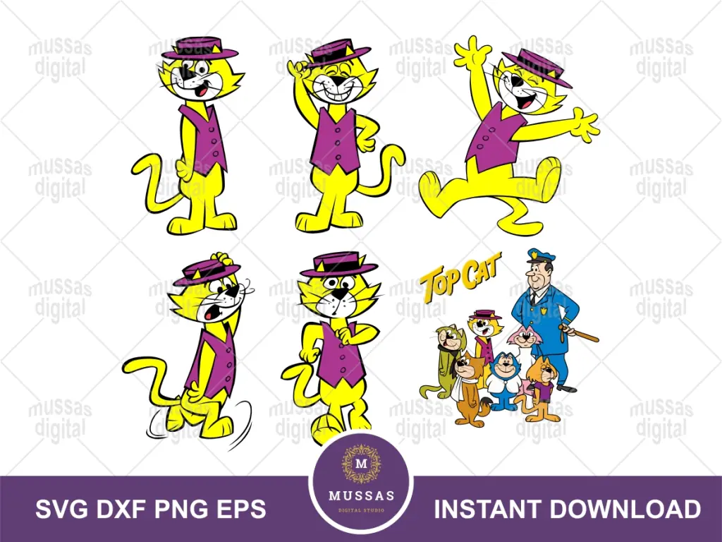 Top Cat Cartoon SVG Vector Layered