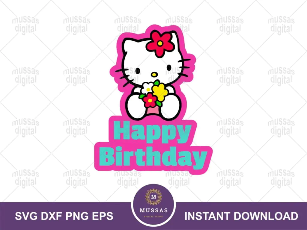 Happy Birthday Hello Kitty SVG Clipart