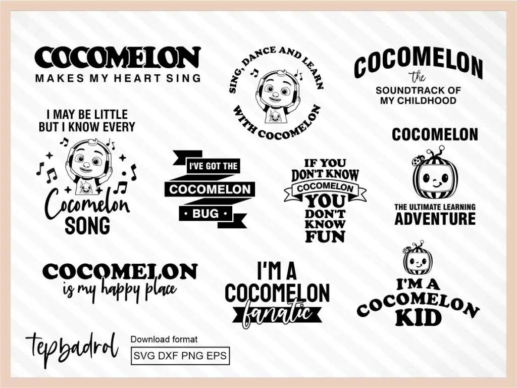 Cocomelon Shirt Designs, Coco Melon SVG , Clip Art, PNG and EPS Vector