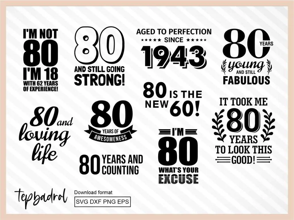 Turning 80 SVG Bundle, 80th Birthday Design Shirt