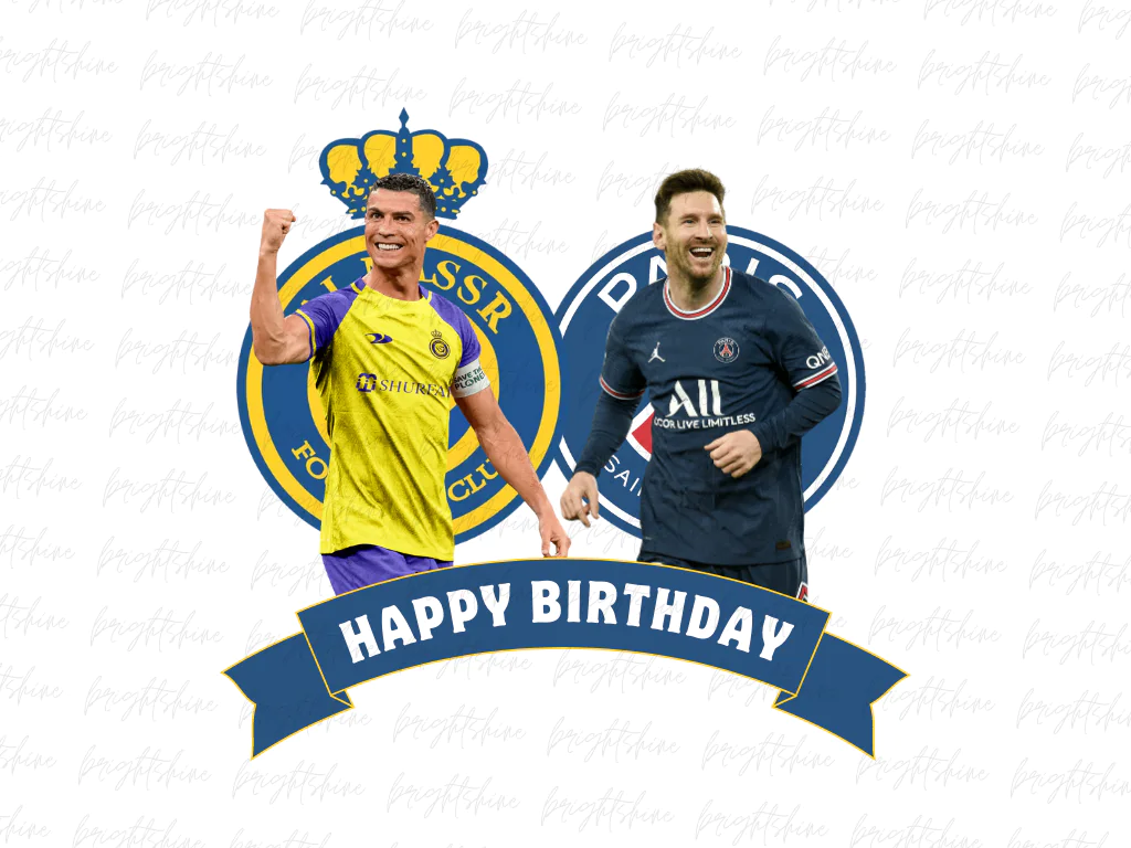 Messi and Ronaldo Cake Topper PNG – Not Editable Design