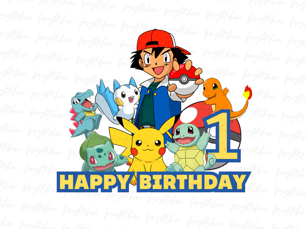 Pokemon Birthday Cake Topper 1 PNG