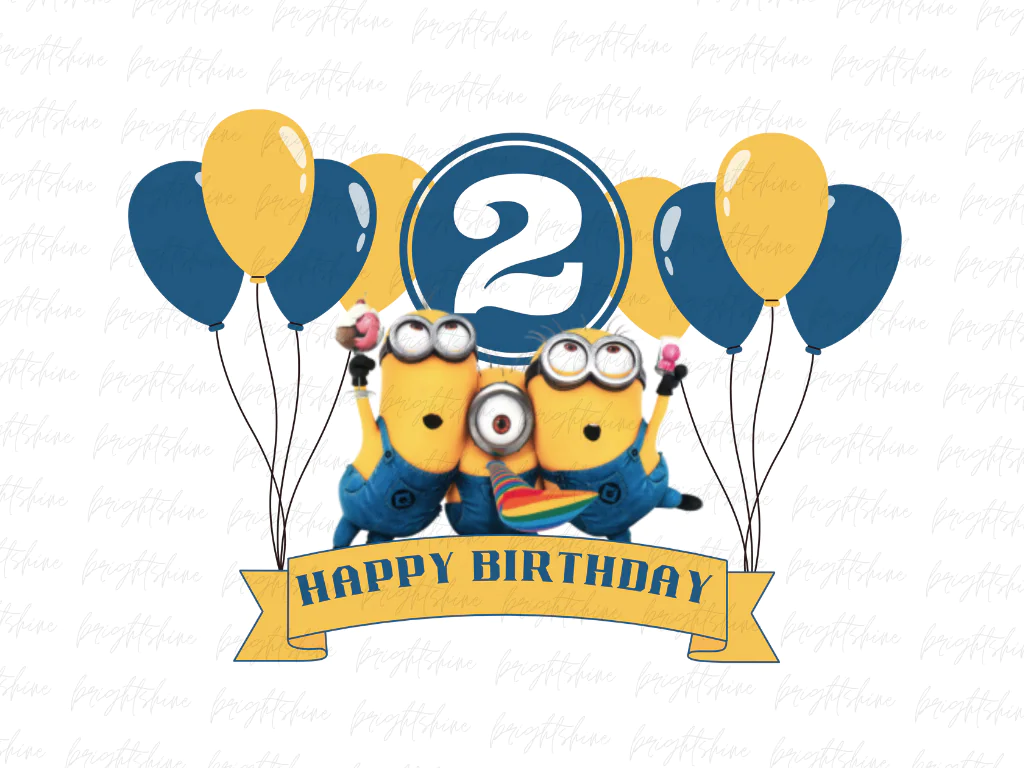 Minions Birthday Cake Topper 2 PNG Design