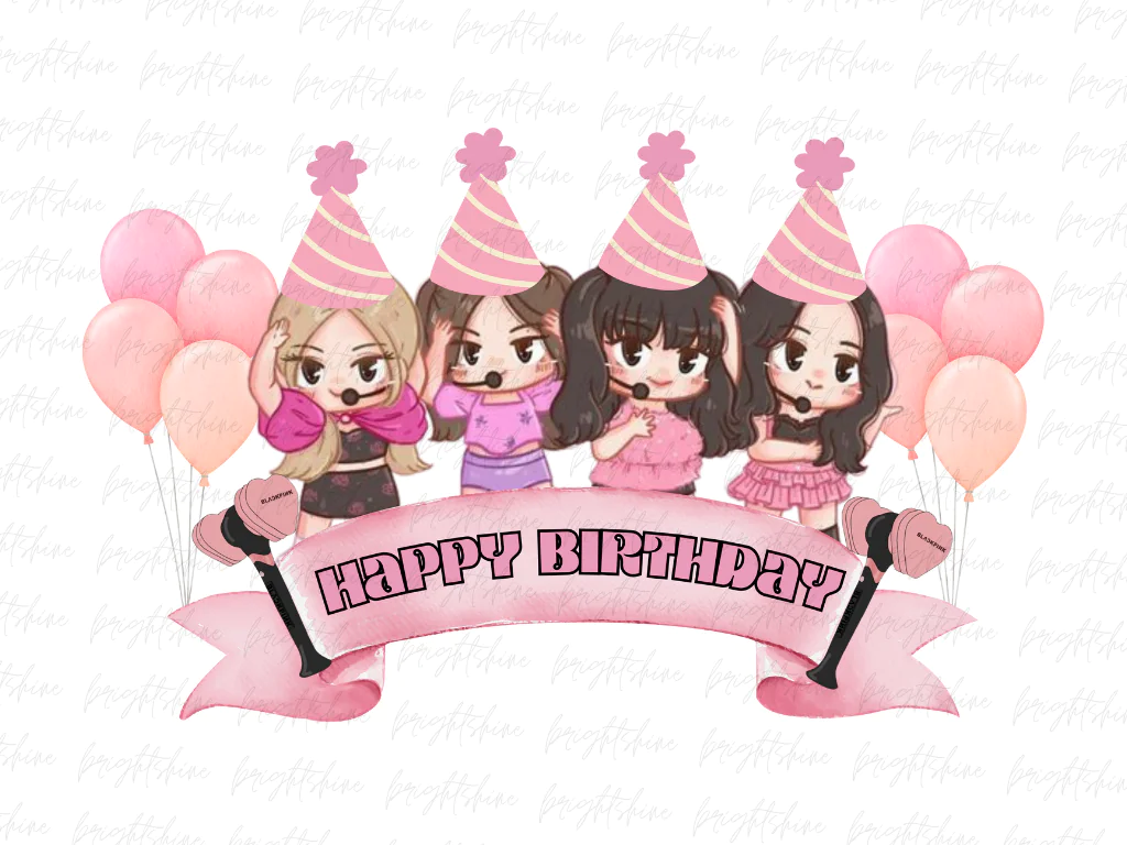 Blackpink Cake Topper PNG, Kpop Birthday Design