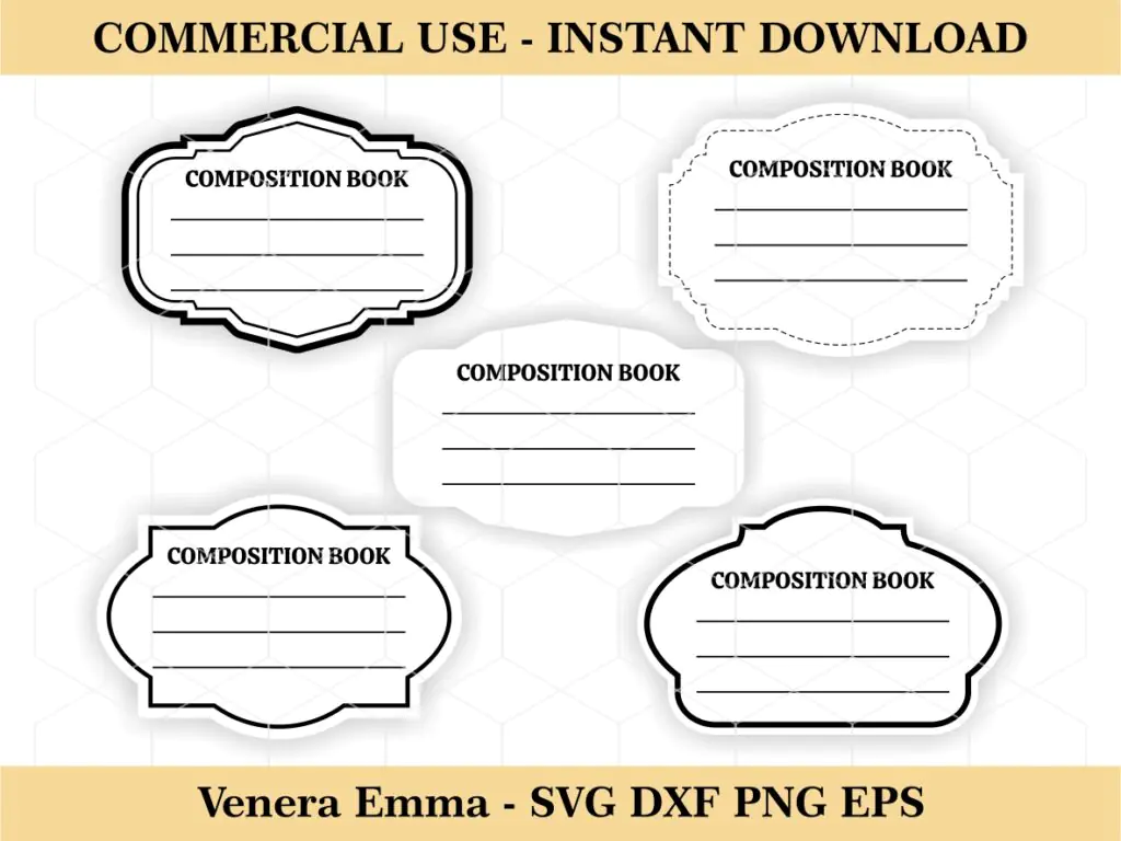 Composition Notebook Label SVG, Notebook Label Template