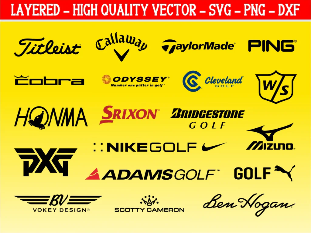 20 Golf Equipment Brands Logo SVG, Golf Vector