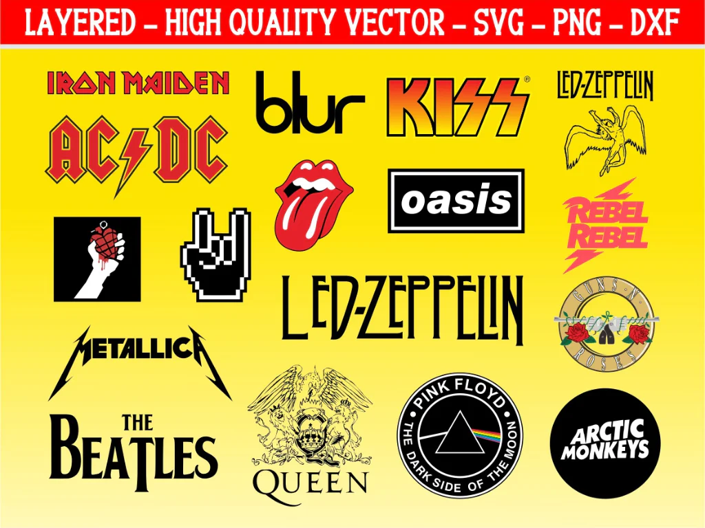 Rock Band Logo Pack SVG for Sticker Cricut Project, Print and Cut