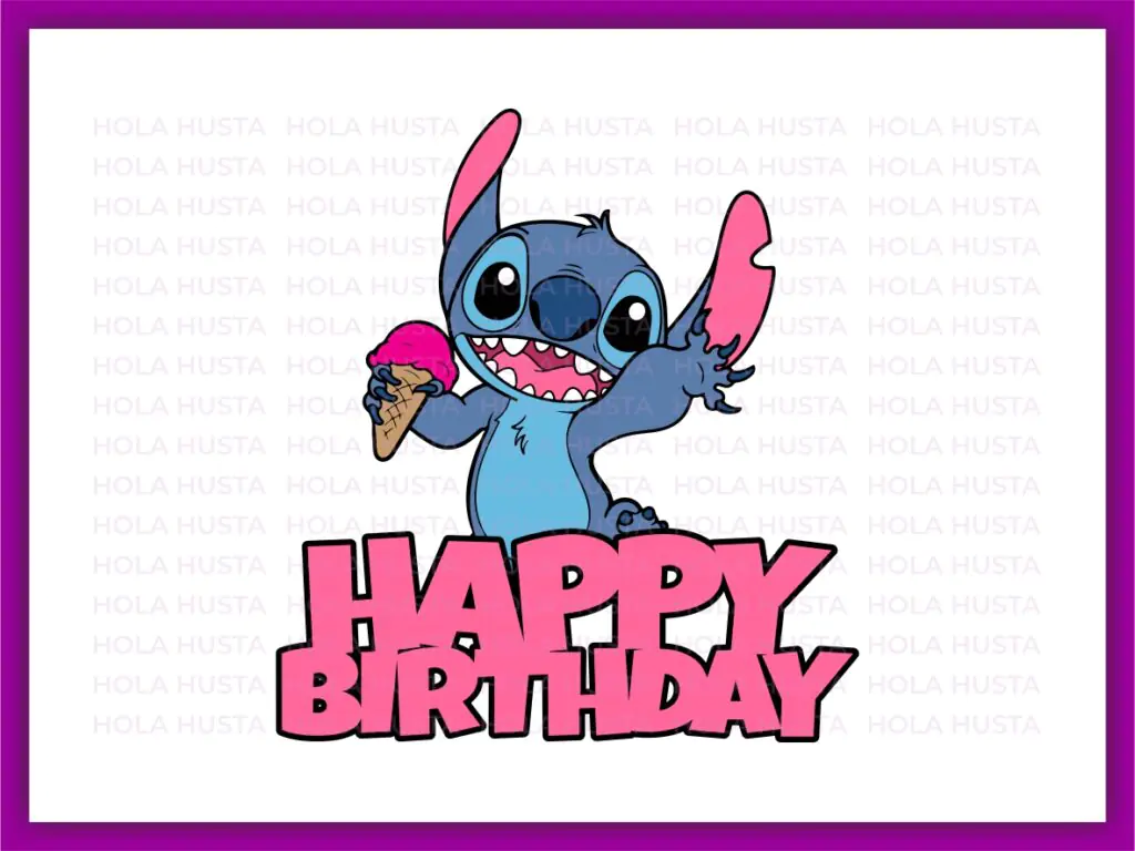 Birthday Cake Topper Ice Cream Lilo and Stitch Theme SVG, PNG Vector