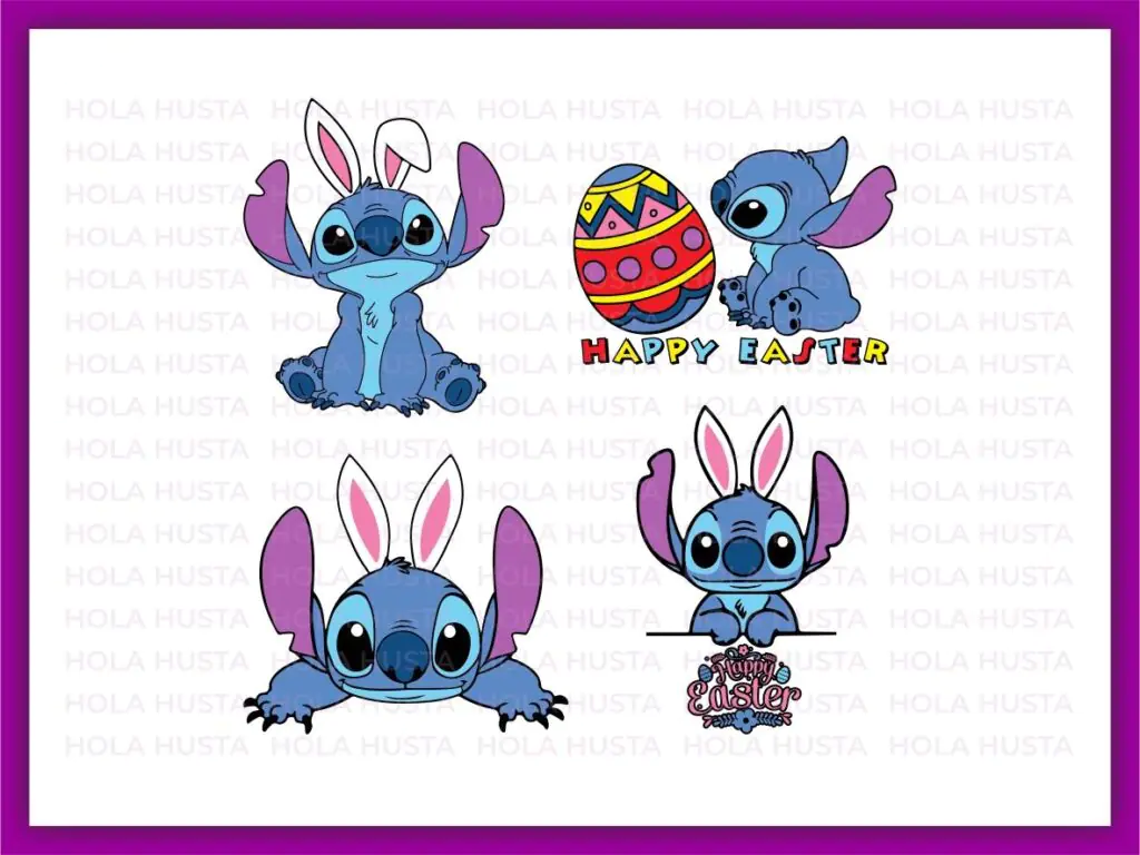 Stitch Happy Easter SVG Bundle, Stitch PNG, Cartoon Clip Art