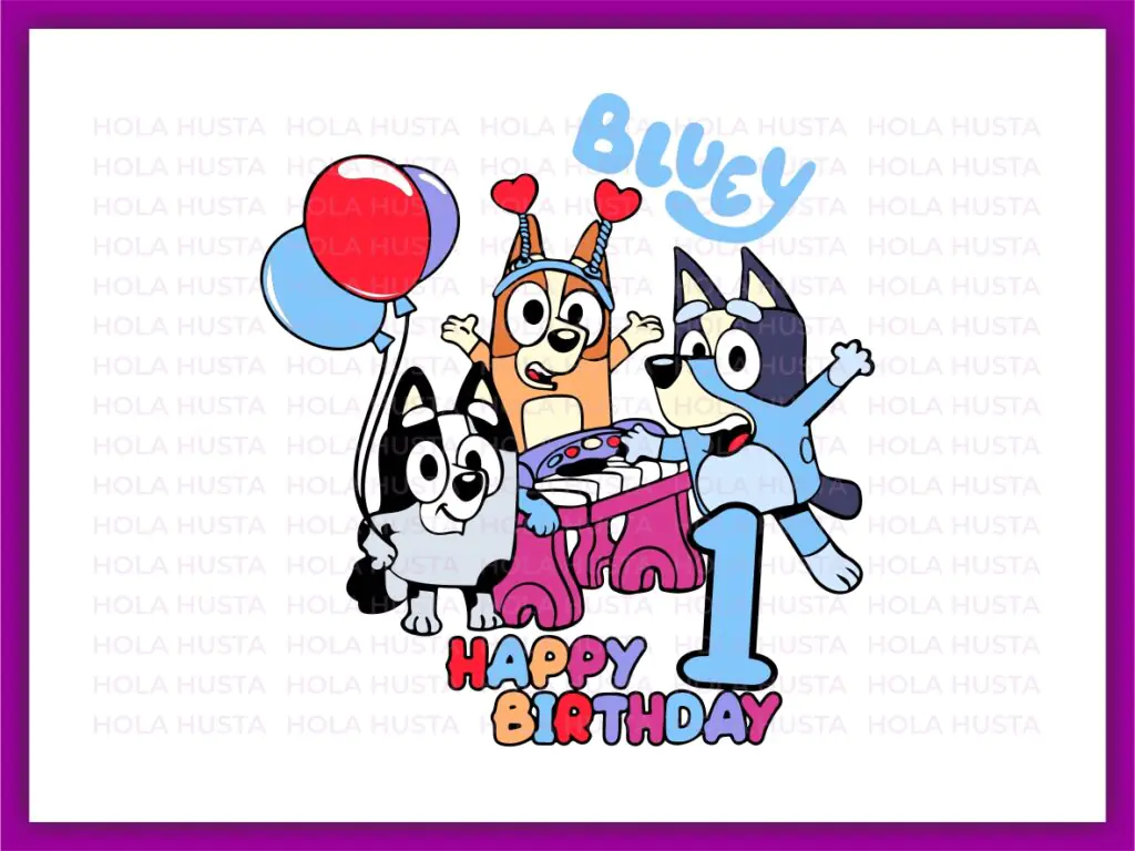 Topper Bluey Happy Birthday, 1st Cricut Birthday Bluey, Shirt Design, Instant Download