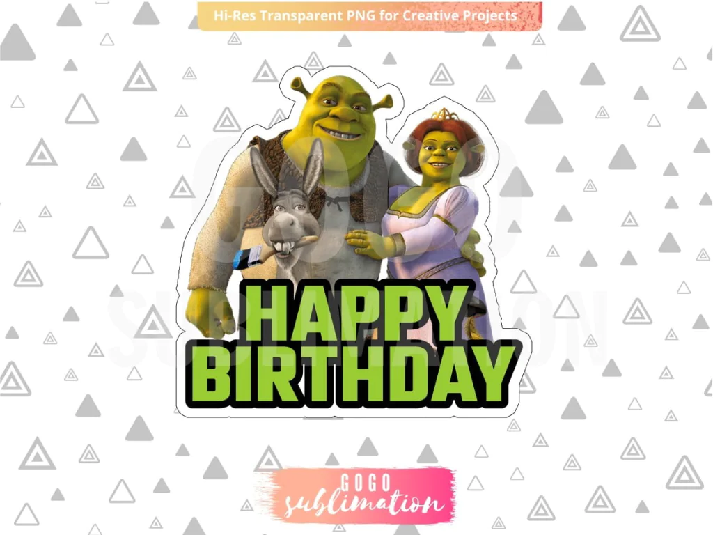 Shrek Birthday Party Cake Topper Printable PNG