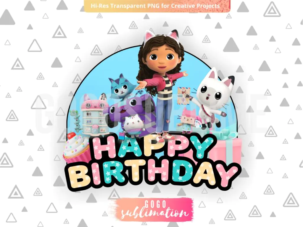 Gabby Dollhouse Cake Topper Printable PNG