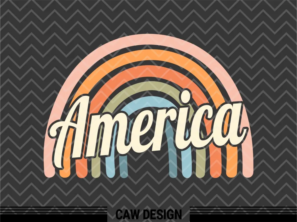 Retro America Rainbow Design Vintage