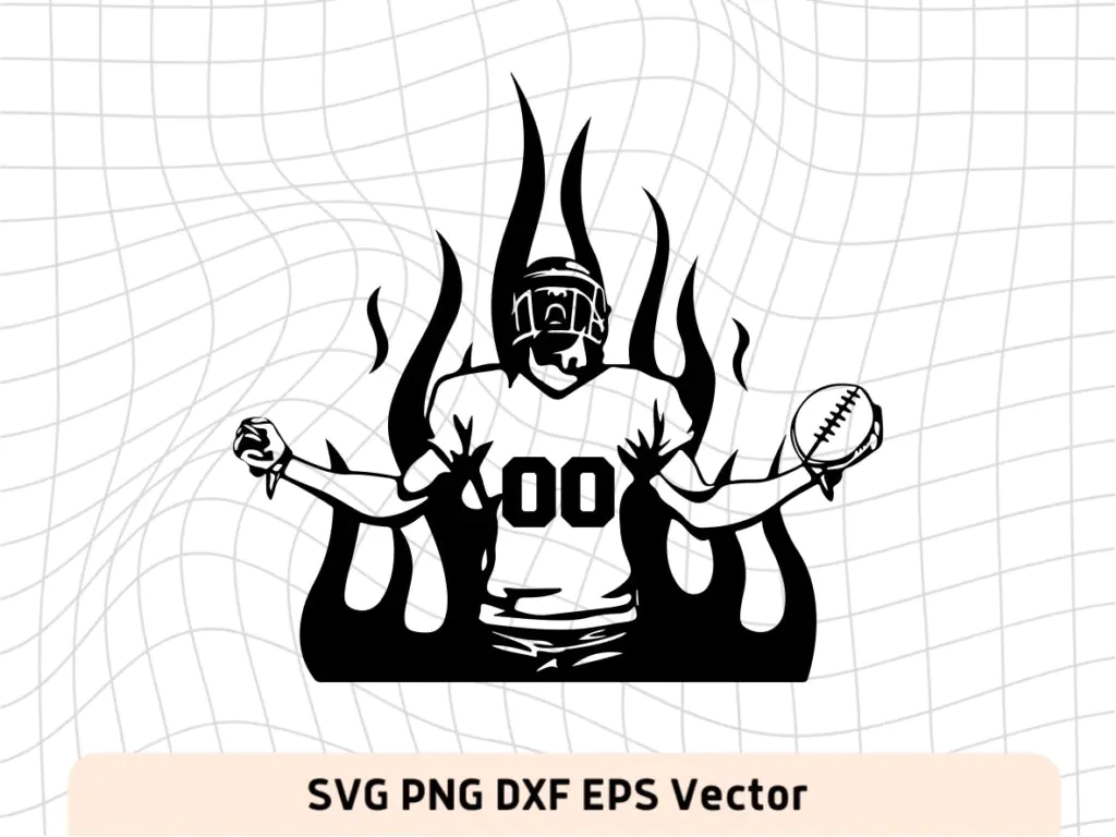 Football Player On Flame SVG Cricut