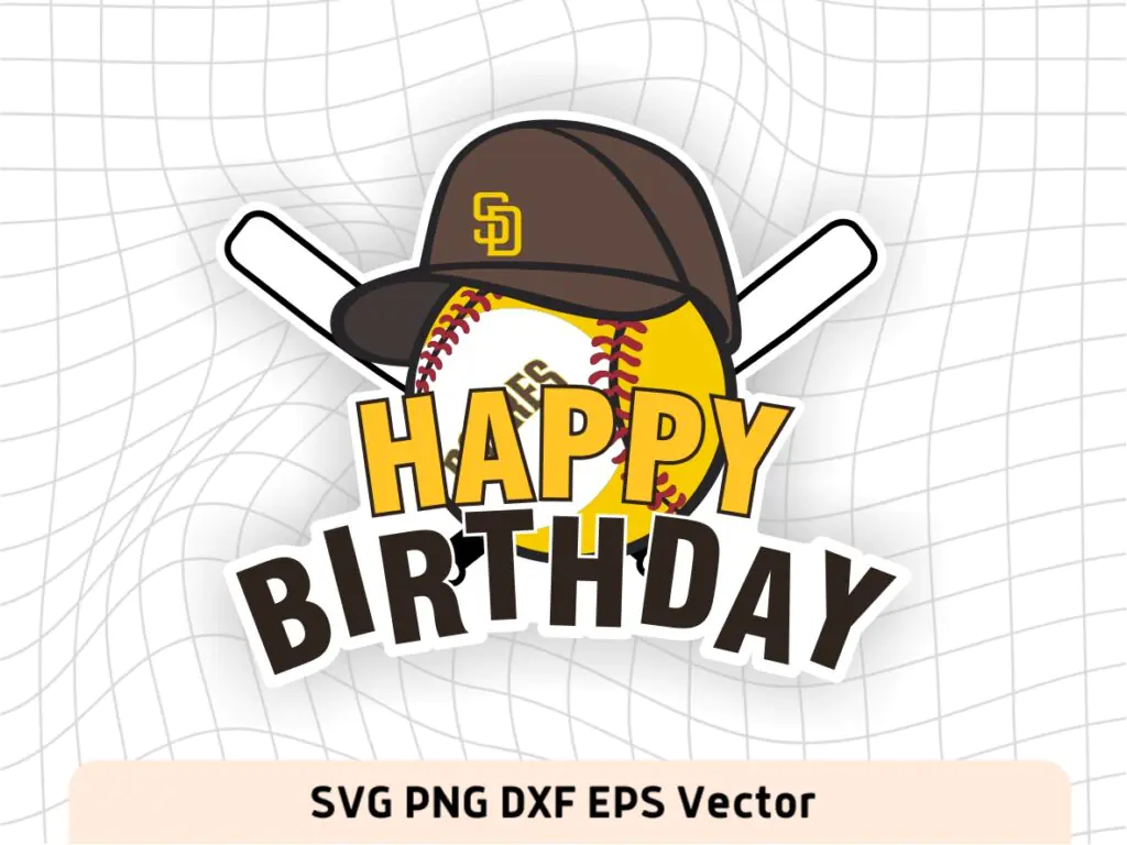 Padres Cake Topper PNG, Baseball Birthday SVG