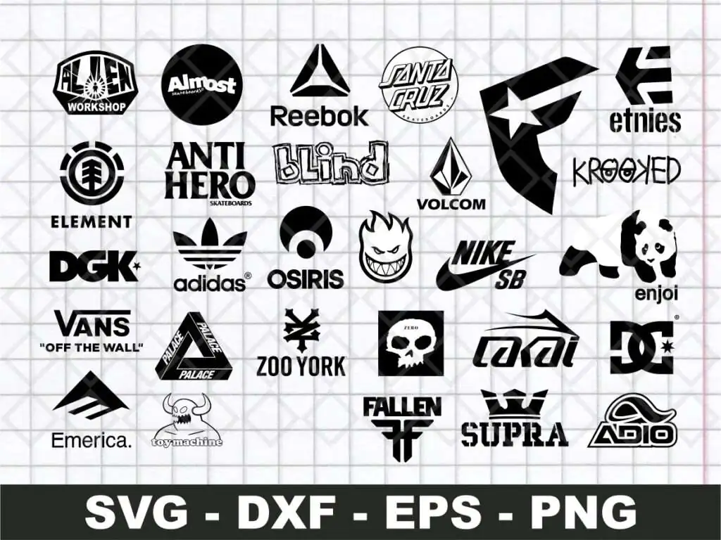 Skateboard Brands Logos SVG Bundle