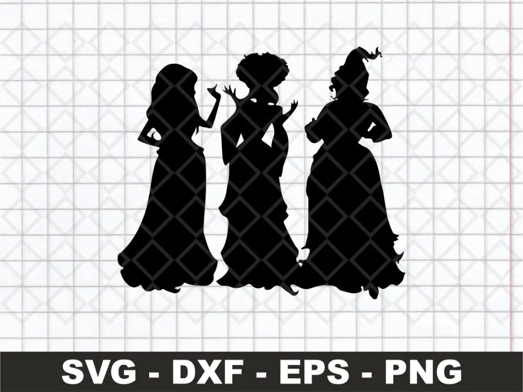 Sanderson Sisters Silhouette Black SVG Vector PNG